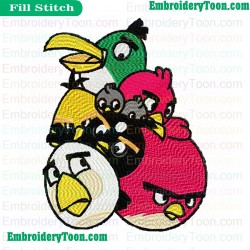 Angry Birds Group Embroidery Design