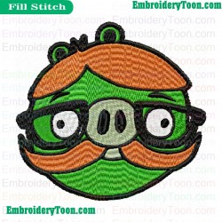 Angry Birds Hipster Pig Embroidery Design