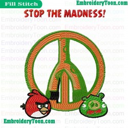 Angry Birds Peace Embroidery Design