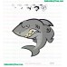 Angry Cartoon Shark Embroidery Design