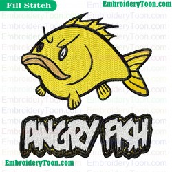 Angry Fish Embroidery Design