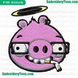 Angry Pig Embroidery Design