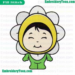 Baby Holding Flower Embroidery Design
