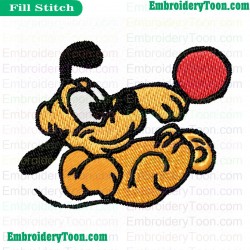 Baby Pluto Dog Playing Time Embroidery Design