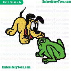 Baby Pluto Dog With Frog Embroidery Design