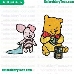 Baby Pooh Embroidery Design 08