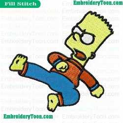 Bart Simpson Kicking Embroidery Design