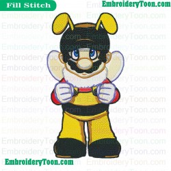 Bee Mario Embroidery Design