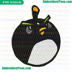 Black Angry Birds Embroidery Design