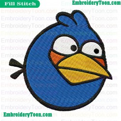 Blue Splitting Birds Angry Birds Embroidery Design