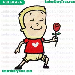 Boy Holding Flower Embroidery Design