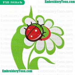 Bug On Flower Embroidery Design