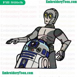 C3PO And R2D2 Star Wars Embroidery Design