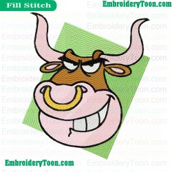 Cartoon Bull Embroidery Design