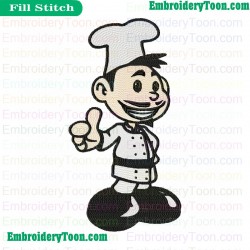 Cartoon Chef Okey Sign Embroidery Design
