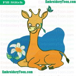 Cartoon Giraffe Embroidery Design
