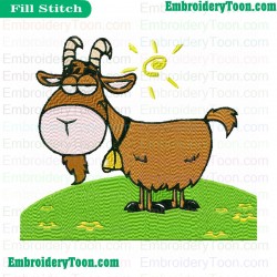 Cartoon Goat Embroidery Design 02