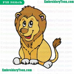 Cartoon Lion Embroidery Design 02