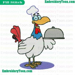 Chicken Chef Embroidery Design