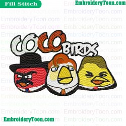 Coco Angry Birds Embroidery Design