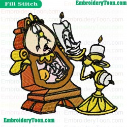 Cogsworth Beauty And The Beast Embroidery Design