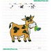 Cow Holding Flower Embroidery Design 02