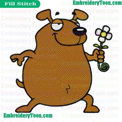 Dog Holding Flower Embroidery Design 02