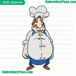 Fat Chef Embroidery Design 02
