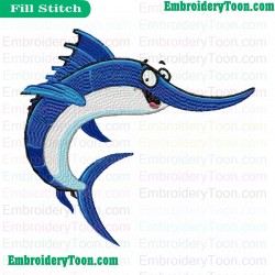 Funny Shark Fish Embroidery Design