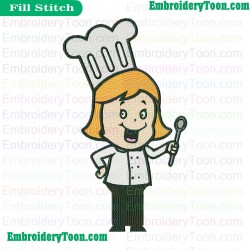 Girl Chef Embroidery Design 02