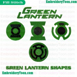 Green Lantern Shapes Embroidery Design