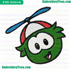 Green Puffle Fiy Embroidery Design