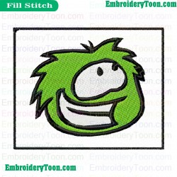 Green Puffle Happy Embroidery Design