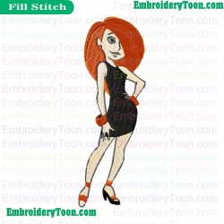Kim Possible Lady Embroidery Design