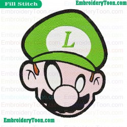 Luigi Head Embroidery Design