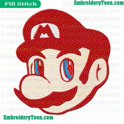 Mario Face Embroidery Design 02
