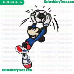 Mickey Mouse Play Football Embroidery Design