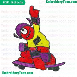 Muno Playing Scooter Yo Gabba Gabba Embroidery Design