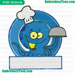 Octopus Chef Embroidery Design 02