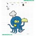 Octopus Chef Embroidery Design 03