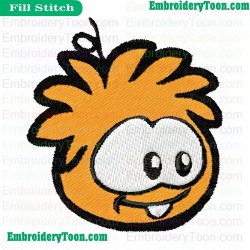 Orange Puffle Cute Embroidery Design