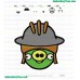 Pig Angry Birds With Hat Embroidery Design