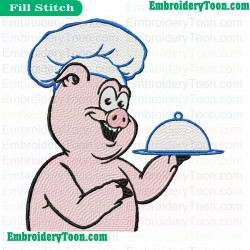 Pig Chef Embroidery Design