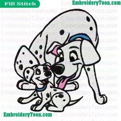Pongo And Puppies Dalmatians Embroidery Design