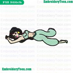 Princess Jasmine Lying Down Embroidery Design