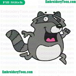 Raccoon Running Embroidery Design 02
