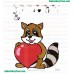Racoon Holding Love Heart Embroidery Design