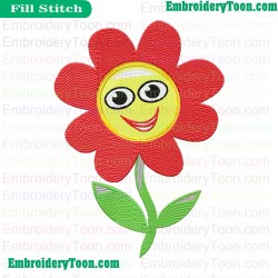Red Flower Embroidery Design 03