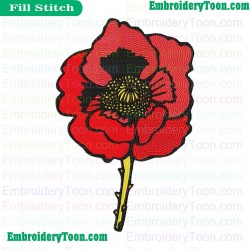 Red Flower Embroidery Design 05