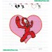 Red Muno With Heart Yo Gabba Gabba Embroidery Design